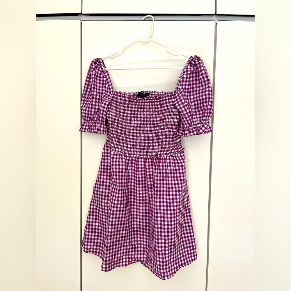 NWT French Connection Purple Gingham Mini Dress - Sz 8